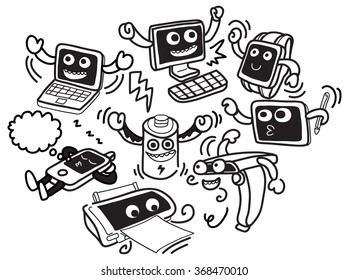 technology related object cartoon doodle