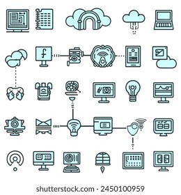 Technology Related Vector Line Icons illustration design, a collection of Artificial intelligence