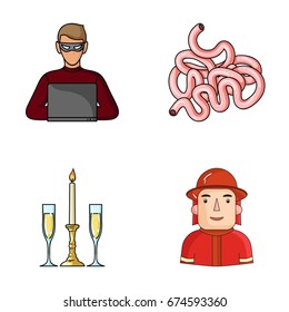 technology, restaurant and other web icon in cartoon style.Medicine, profession icons in set collection.