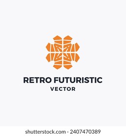 Technology retro futuristic Logo Vector
