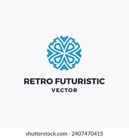 Vector de logotipo retro futurista de tecnología