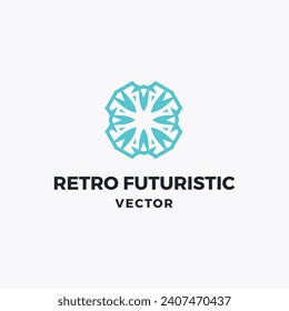 Technology retro futuristic Logo Vector
