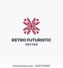Technology retro futuristic Logo Vector