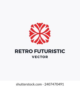 Technology retro futuristic Logo Vector