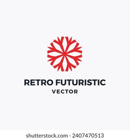 Technology retro futuristic Logo Vector