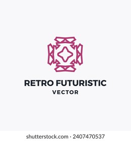 Technology retro futuristic Logo Vector