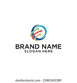 technology ring circle logo design vector