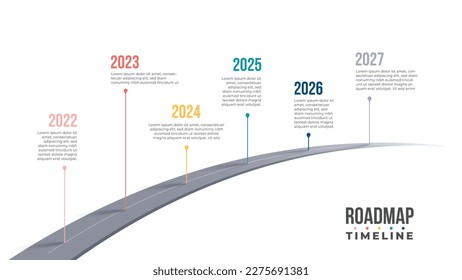 Technology Road map timeline year illustration, process timeline roadmap.