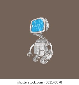 Technology robot cartoon drawing stamp