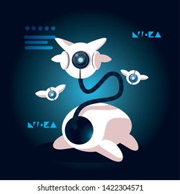 Technology robot cartoon over blue background