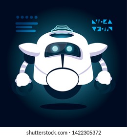 Technology robot cartoon over blue background