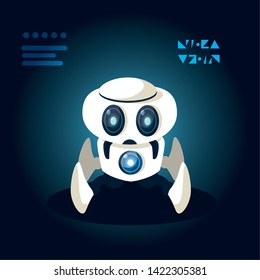 Technology robot cartoon over blue background