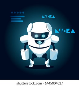 Technology robot cartoon over blue background