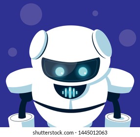 Technology robot cartoon over blue background