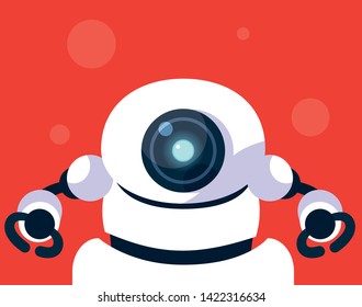Technology robot cartoon over orange background