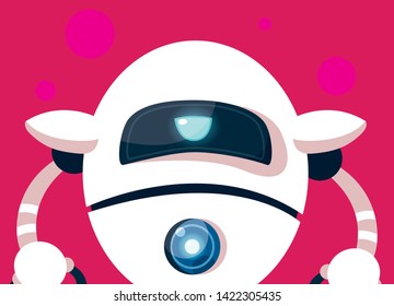 Technology robot cartoon over pink background