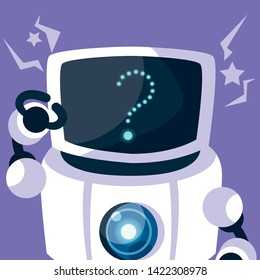 Technology robot cartoon over purple background