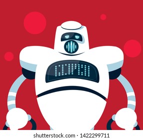 Technology robot cartoon over red background