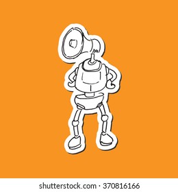 Technology robot megaphone announcement cartoon