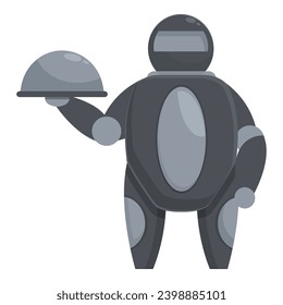 Vector de dibujos animados de un robot de tecnología. Espacio futuro. Ataque del chef de la vida