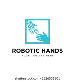 technology of robotic hands logo vector 