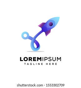 technology rocket logo design illustration, launch rocket for your company