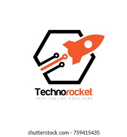 technology rocket logo design template