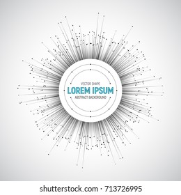 Technology Round 3D Vector White Banner. Tech Bright Background. Radial Composition Abstract Art Illustration