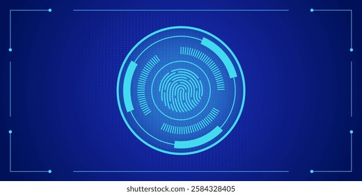 Technology round, abstract vector illustration on dark background. Game element for user interface, digital sci-fi drawing. Futuristic torn blue uniform.