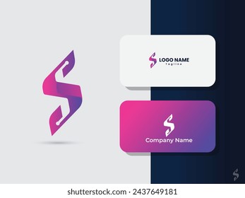 Technology s logo. Lettering design. Business. Colorful s logo. S letter logo desing. Business card.Tech. Icon. Font. Premium logo. Typography.