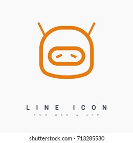 technology sad robot line vector icon