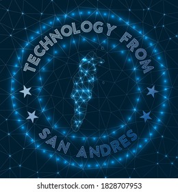 Technology From San Andres. Futuristic geometric badge of the island. Technological concept. Round San Andres logo. Vector illustration.