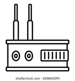 Icono de satélite tecnológico. Icono de vector de satélite de tecnología de esquema para diseño web aislado en fondo blanco
