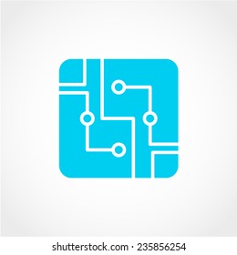 Technology scheme square symbol. Circuit board sign Icon Isolated on White Background