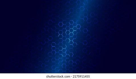 Technologie oder Wissenschaft Abstrakter blauer Hexagonaler Gridhintergrund. Chemisches Netzwerk. Nanomaterialien Nanotechnologie-Konzept. Cyberpunk Style Futuristic Hexagon Grid Game Hintergrund. Vektorgrafik.