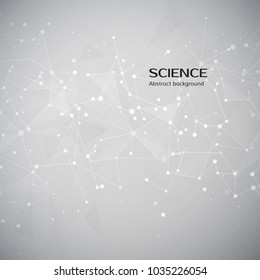 Technology and science background.  Abstract web and nodes. Plexus atom structure. Vector illustration