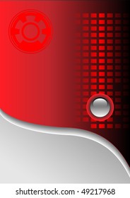 Tecnología, fondo científico rojo y gris, ilustración vectorial.