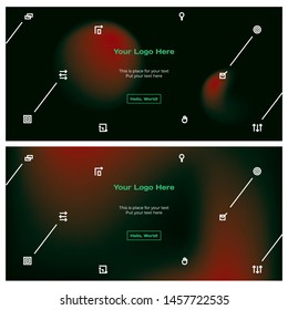 Technology, science and business backgrounds set in dark colors. Gradient space night banners with icons pattern, place for text, logo. Vector illustration, design element.