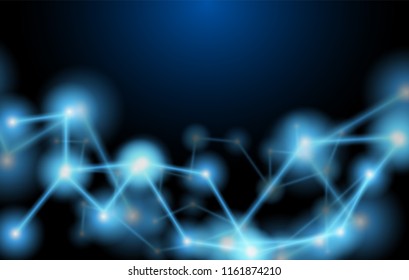 Technology, science concepts. Plexus connections blue background. Vector