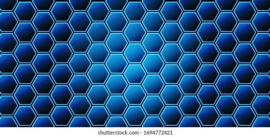 Technology or science concepts. Plexus hexagon connections blue background. Vector.