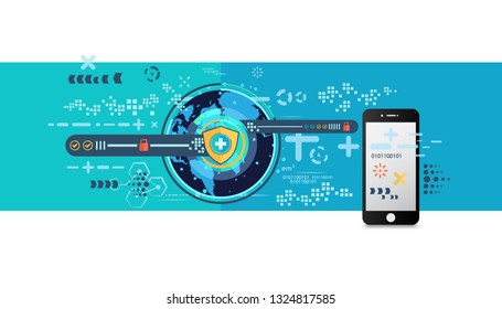 technology science digital protection network data cyber security concept. illustration vector.