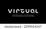 Technology science font, digital cyber alphabet made space future design, Latin lowercase bold letters A, B, C, D, E, F, G, H, I, J, K, L, M, N, O, P, Q, R, S, T, U, V, W, X, Y, Z and Arab numerals 0,