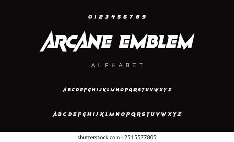 Fonte de ciência da tecnologia, alfabeto cibernético digital feito estilo robótico, letras maiúsculas A, B, C, D, E, F, G, H, I, J, K, L, M, N, O, P, Q, R, S, T, U, V, W, X, Y, Z algarismos 0, 1, 2, 3, 4, 5, 6, 7, 8, 9