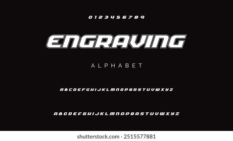 Technology science font, digital cyber alphabet made robotic style, uppercase letters A, B, C, D, E, F, G, H, I, J, K, L, M, N, O, P, Q, R, S, T, U, V, W, X, Y, Z numerals 0, 1, 2, 3, 4, 5, 6, 7, 8, 9