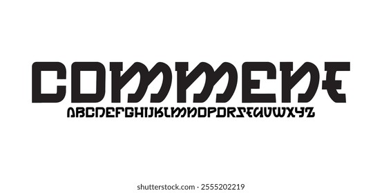 Technology science font, digital cyber alphabet made robotic style, uppercase letters A, B, C, D, E, F, G, H, I, J, K, L, M, N, O, P, Q, R, S, T, U, V, W, X, Y, Z numerals 0, 1, 2, 3, 4, 5, 6, 7, 8, 9