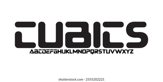 Technology science font, digital cyber alphabet made robotic style, uppercase letters A, B, C, D, E, F, G, H, I, J, K, L, M, N, O, P, Q, R, S, T, U, V, W, X, Y, Z numerals 0, 1, 2, 3, 4, 5, 6, 7, 8, 9