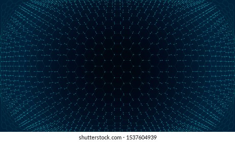 Technology science hexagon grid lines wireframe surface abstract background