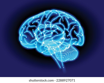 Technology and science illustration of a network of intelligence connections in the human brain. medical use Education and Commerce.