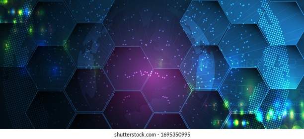 Technology science innovation background, idea of global business solution