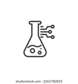 Symbol der Technologiewissenschaft lineares Stilzeichen für mobiles Konzept und Webdesign. Rahmenbild der Laborforschung, Vektorsymbol. Symbol, Logo-Abbildung. Vektorgrafik